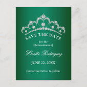 Elegant Emerald Green Quinceanera Save the Date Postkarte (Vorderseite)