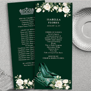 Elegant Emerald Green Quinceanera Tiara und Rose Programm