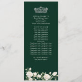 Elegant Emerald Green Quinceanera Tiara und Rose Programm (Rückseite)