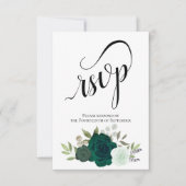 Elegant Emerald Green Rose Bouquet Wedding RSVP Karte (Vorderseite)
