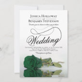 Elegant Emerald Green Rose Classy Script Wedding Einladung (Vorderseite)