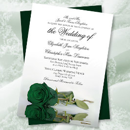 Elegant Emerald Green Rose Formal Wedding Einladung