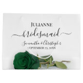 Elegant Emerald Green Rose Posh Bridesmaid Wedding Große Geschenktüte (Rückseite)