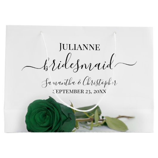 Elegant Emerald Green Rose Posh Bridesmaid Wedding Große Geschenktüte (Rückseite)