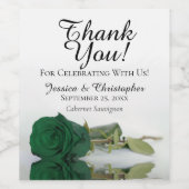 Elegant Emerald Green Rose Wedding Vielen Dank Weinetikett (Einzelnes Label)