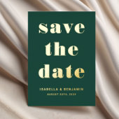 Elegant Emerald Green Save the Date Gold Folieneinladung