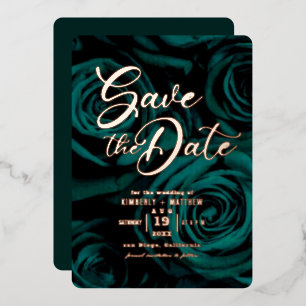 Elegant Emerald Green Save the Date Hochzeit Folieneinladung
