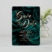 Elegant Emerald Green Save the Date Hochzeit Folieneinladung (Stehend vorne)
