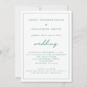 Elegant Emerald Green Script QR Code Hochzeit Einladung (Vorderseite)