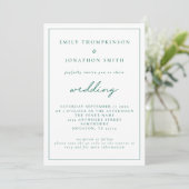 Elegant Emerald Green Script QR Code Hochzeit Einladung (Stehend Vorderseite)
