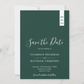 Elegant Emerald Green Script Wedding Save The Date (Vorderseite)