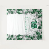 Elegant Emerald Green Sparkle Quinceañera Balloon Wandteppich (Vorderseite (Horizontal))