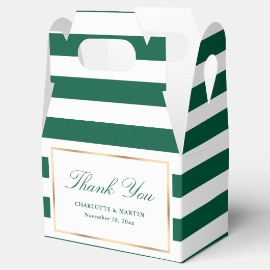 Elegant Emerald Green Stripes Wedding Vielen Dank Geschenkschachtel (Geöffnet)