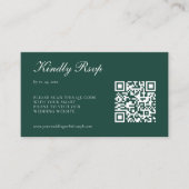 Elegant Emerald Green UAWG QR Code Wedding Begleitkarte (Vorderseite)