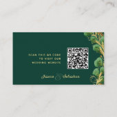 Elegant Emerald Green UAWG Wedding Website QR Code Begleitkarte (Rückseite)