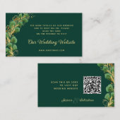 Elegant Emerald Green UAWG Wedding Website QR Code Begleitkarte (Vorne/Hinten)
