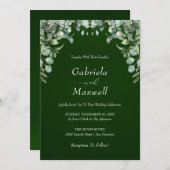 Elegant Emerald Green und Eucalyptus Wedding Einladung (Vorne/Hinten)