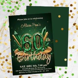 Elegant Emerald Green und Gold 60. Geburtstag Einladung