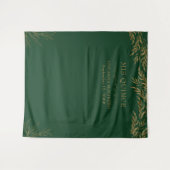 Elegant Emerald Green und Gold Leaf Mis Quince Wandteppich (Vorderseite (Horizontal))