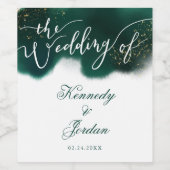 Elegant Emerald Green Watercolor Ombre Wedding Weinetikett (Einzelnes Label)