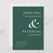 Elegant Emerald Green Wedding Save The Date (Vorderseite)
