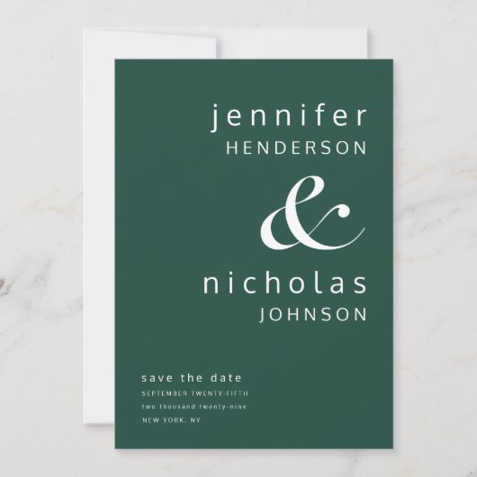 Elegant Emerald Green Wedding Save The Date (Vorderseite)