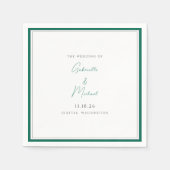 Elegant Emerald Green Wedding Script Napkins Serviette (Vorderseite)
