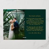 Elegant Emerald Green Wedding Vielen Dank Real Gol Folieneinladung (Rückseite)