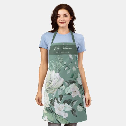Elegant Emerald Greenery Beauty Beruflich Schürze (Getragen)