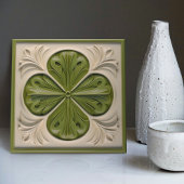 Elegant Emerald Ivory Fleur-de-Lis Fliese