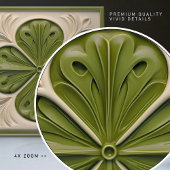 Elegant Emerald Ivory Fleur-de-Lis Fliese