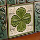 Elegant Emerald Ivory Fleur-de-Lis Fliese