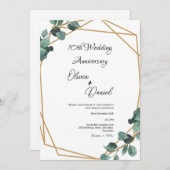 Elegant Emerald Leaf Wedding Anniversary Einladung (Vorne/Hinten)