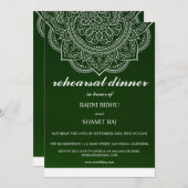 Elegant Emerald Paisley Indian Probe Dinner Einladung (Vorne/Hinten)