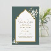 Elegant Emerald Wedding Save the Date Einladung (Stehend Vorderseite)