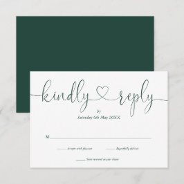 Elegant Emerald White Script Herzlich Willkommen A RSVP Karte