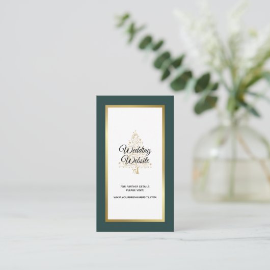 Elegant Emerald Winter Wedding Website Begleitkarte (Stehend Vorderseite)