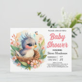 Elegant Enchanted Boho Bird Baby Shower Einladung (Stehend Vorderseite)