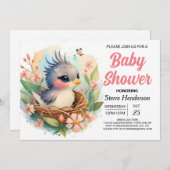 Elegant Enchanted Boho Bird Baby Shower Einladung (Vorne/Hinten)