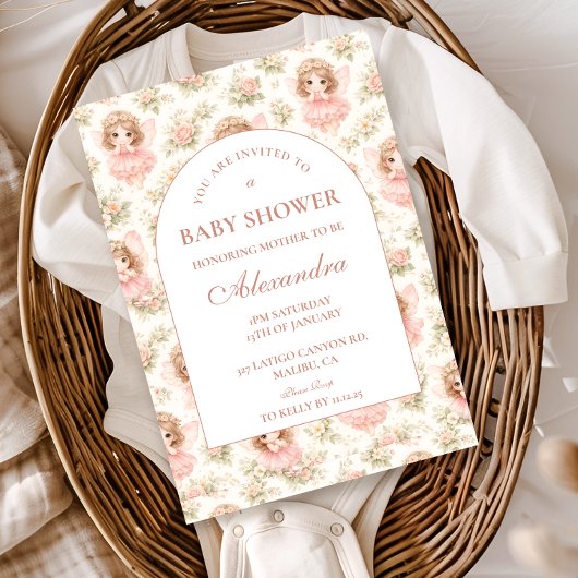 Elegant Enchanted Fairy Baby Shower Einladung