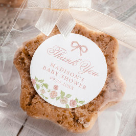 Elegant Enchanted Pink Floral Baby Shower Runder Aufkleber