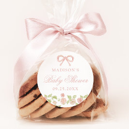 Elegant Enchanted Pink Floral Baby Shower Runder Aufkleber