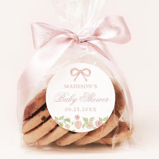 Elegant Enchanted Pink Floral Baby Shower Runder Aufkleber