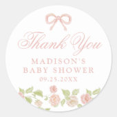 Elegant Enchanted Pink Floral Baby Shower Runder Aufkleber (Vorderseite)