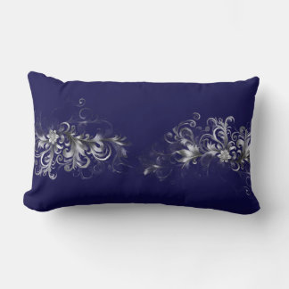 Elegant Enchantment Silver and Blue Lumbar Pillow Lendenkissen