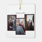 Elegant Engaged Married Script 3 Photo Collage Red Keramikornament (Links)