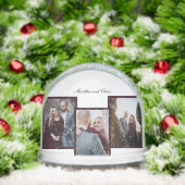 Elegant Engaged Married Script 3 Photo Collage Red Schneekugeln (Weihnachten)