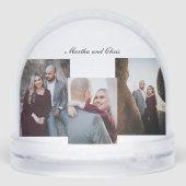 Elegant Engaged Married Script 3 Photo Collage Red Schneekugeln (Rückseite)