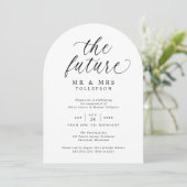 Elegant Engagement Party Black and White Einladung (Stehend Vorderseite)