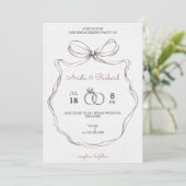 Elegant engagement party invitation with a bow einladung (Stehend Vorderseite)